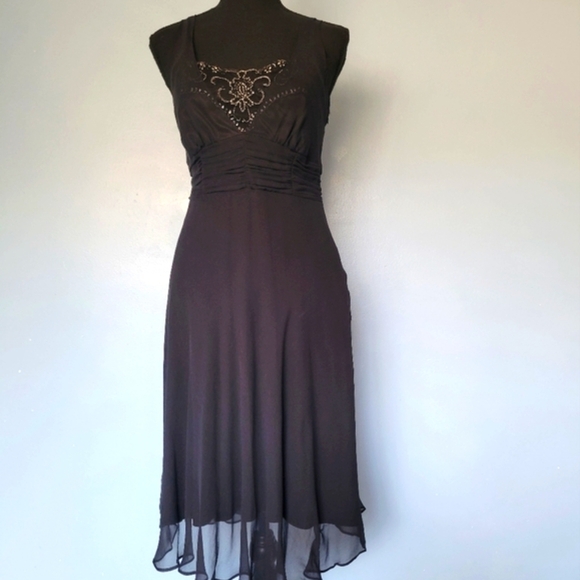Jonathan Martin Studio Silk Beaded Black Dress Size 6P - Picture 1 of 8